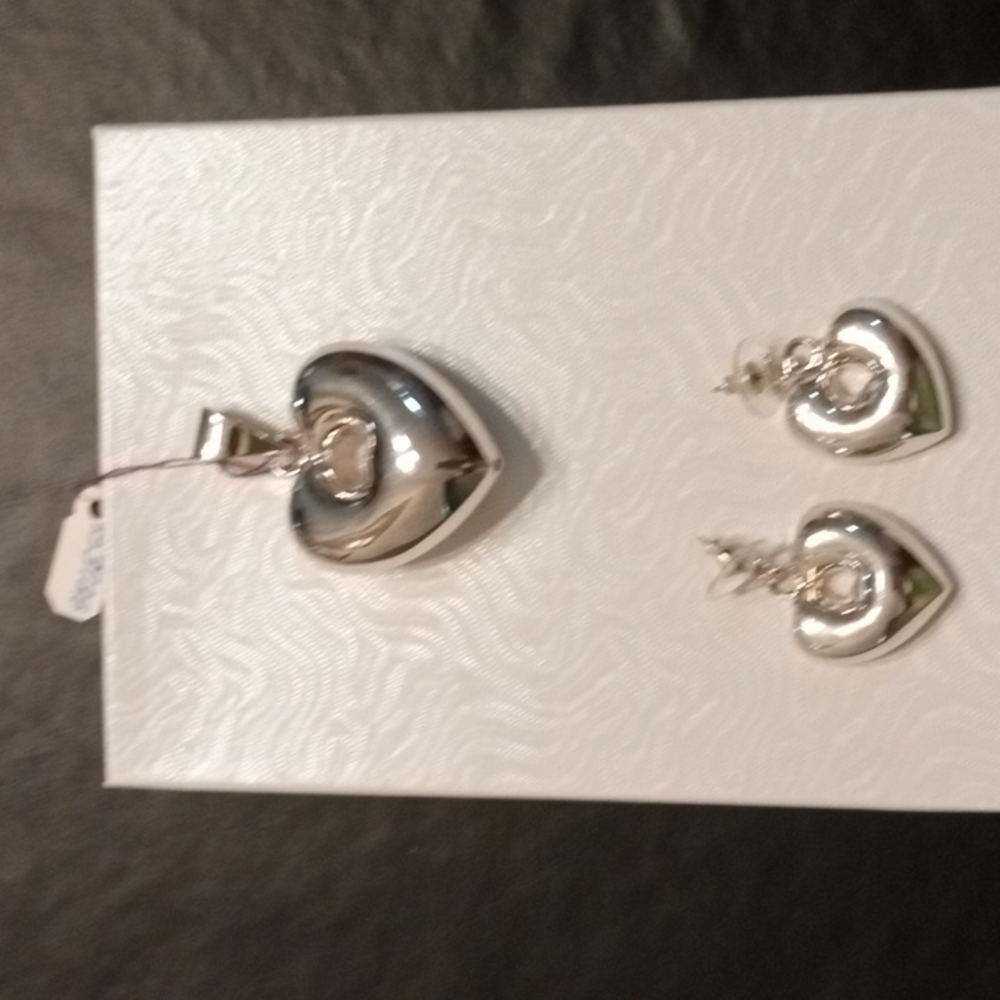 Heart Pendant and Heart Earrings Set.